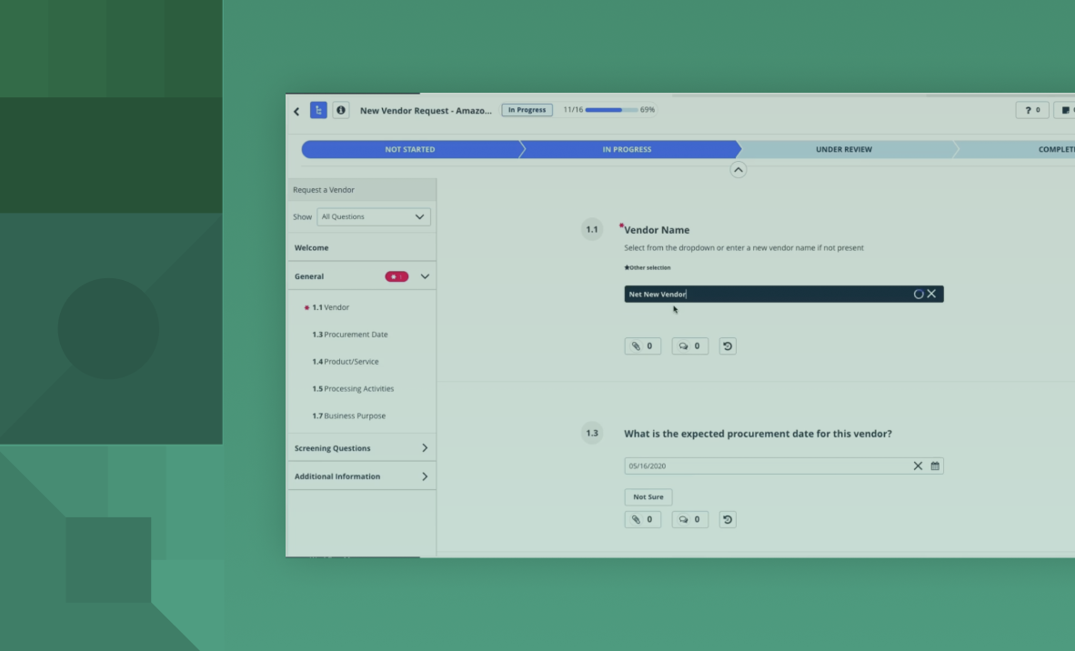 Screenshot from Third-Party Mangement demo video